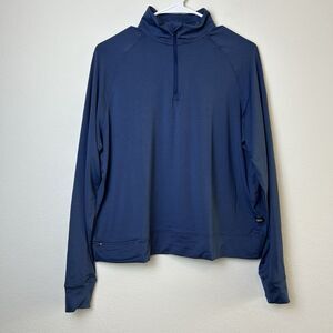 Rei Coop Top Women Large Blue Active Pursuits 1/4 Zip Pullover Thumbholes Active